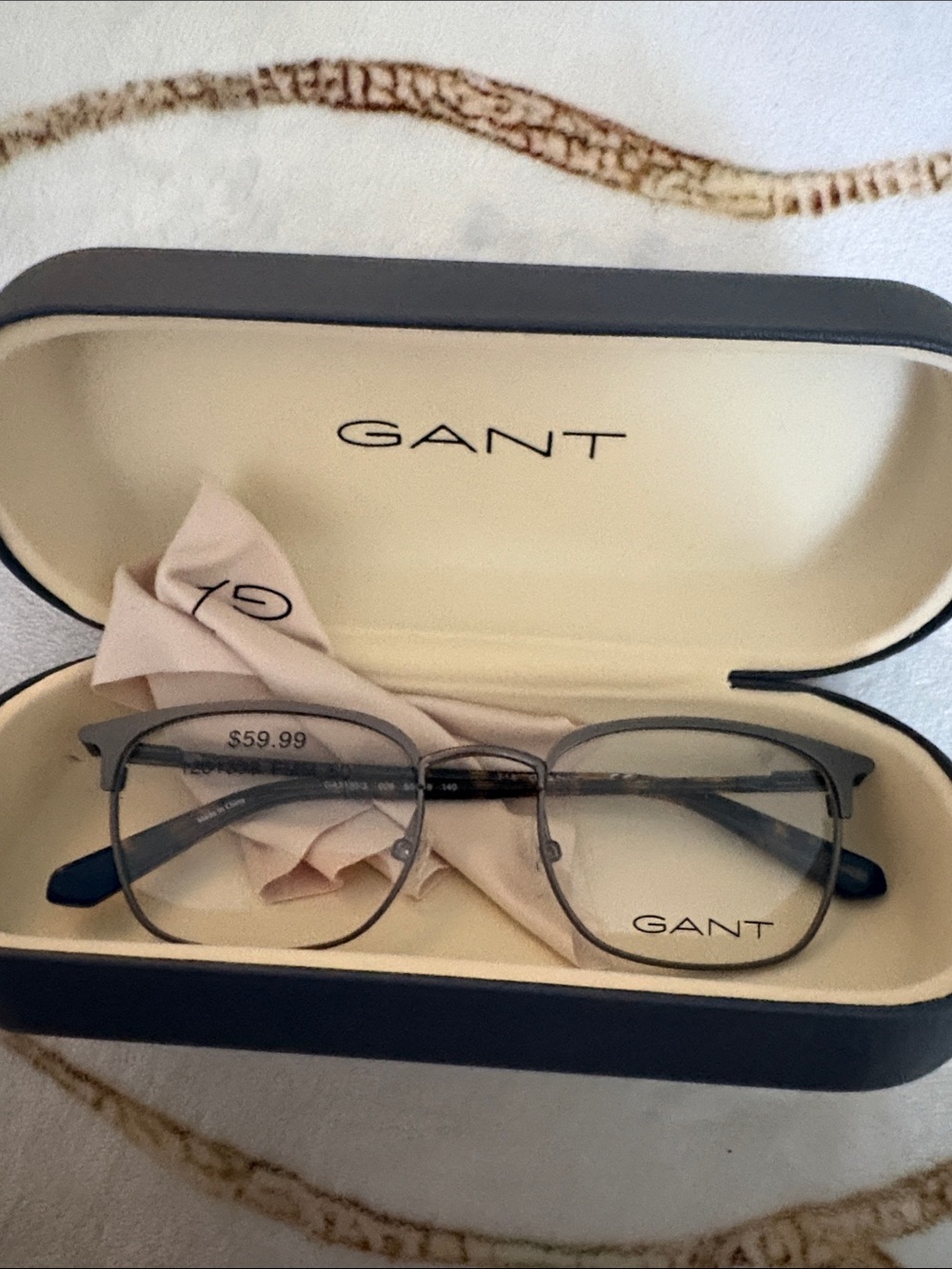 Gant Gunmetal Gray Rectangular Metal Eyeglasses